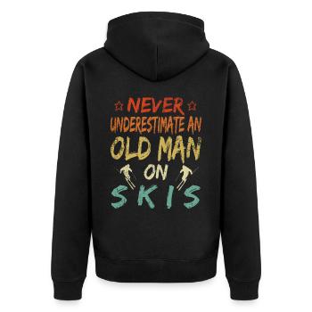 Never underestimate an old man's skis - Unisex Premium Organic Zip Hoodie - black - Back - Nico (187cm)