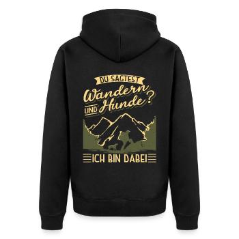 Wandern Hunde Hund Berge Wanderer Spruch Lustig - Unisex Premium Bio Zip Hoodie - Schwarz - Hinten - Nico (187cm)