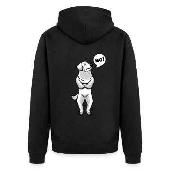 Kuvasz Hund - Unisex Premium Bio Zip Hoodie - Schwarz - Hinten - Nico (187cm)