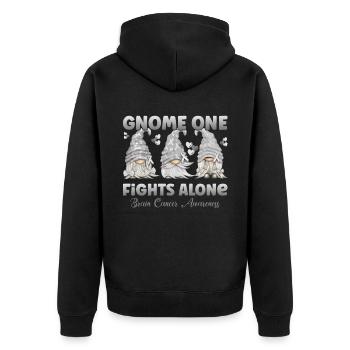 Gnome One fights gray brain cancer alone - Unisex Premium Organic Zip Hoodie - black - Back - Nico (187cm)
