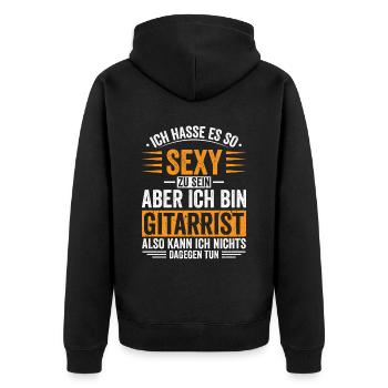 Gitarrist Gitarre spielen - Unisex Premium Bio Zip Hoodie - Schwarz - Hinten - Nico (187cm)