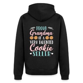 Fière grand-mère d’un vendeur de biscuits très talentueux - Veste à capuche bio Premium Unisexe - noir - Dos - Nico (187cm)