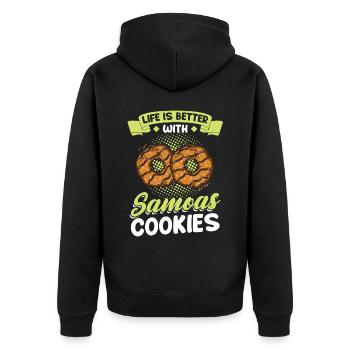 Life Is Better With Samoas Cookies - Cookie Scout - Unisex Premium Organic Zip Hoodie - black - Back - Nico (187cm)