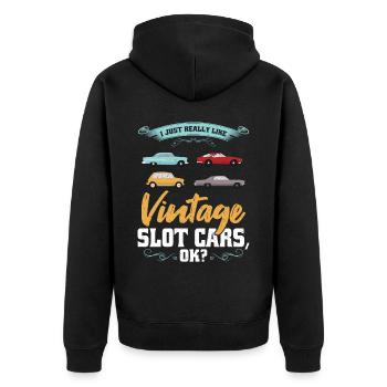 J’aime vraiment les voitures à sous vintage - Veste à capuche bio Premium Unisexe - noir - Dos - Nico (187cm)