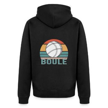 Boule Boccia Ball Sports Petanque Balls Game - Unisex Premium Organic Zip Hoodie - black - Back - Nico (187cm)