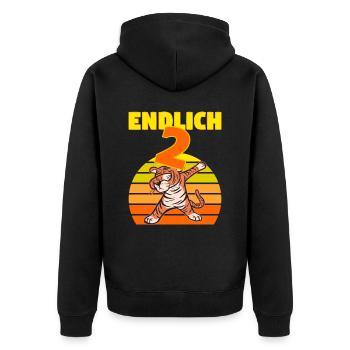 2 Geburtstag Löwe Tiger witzig 2 Jahre Junge - Unisex Premium Bio Zip Hoodie - Schwarz - Hinten - Nico (187cm)