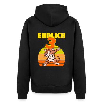 3 Geburtstag 3 Jahre Löwe Tiger witzig Junge - Unisex Premium Bio Zip Hoodie - Schwarz - Hinten - Nico (187cm)