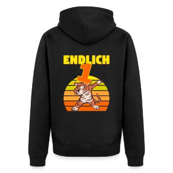 1 Geburtstag Löwe Tiger witzig 1 Jahre Junge - Unisex Premium Bio Zip Hoodie - Schwarz - Hinten - Nico (187cm)