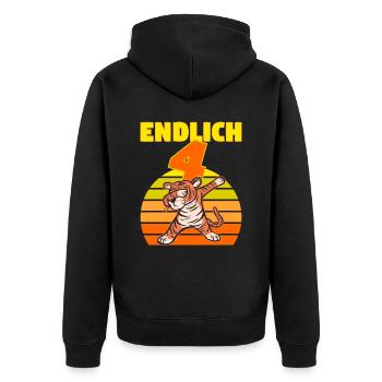Tiger 4 Geburtstag 4 Jahre Löwe witzig Junge - Unisex Premium Bio Zip Hoodie - Schwarz - Hinten - Nico (187cm)