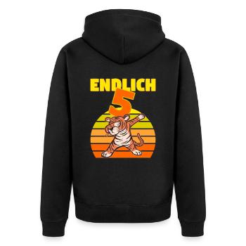 5 Geburtstag Löwe Tiger witzig 5 Jahre Junge - Unisex Premium Bio Zip Hoodie - Schwarz - Hinten - Nico (187cm)