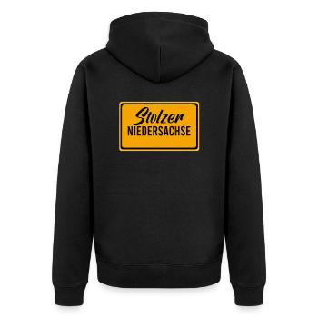 Niedersachsen Niedersachse Hannover Hannoveraner - Unisex Premium Bio Zip Hoodie - Schwarz - Hinten - Nico (187cm)