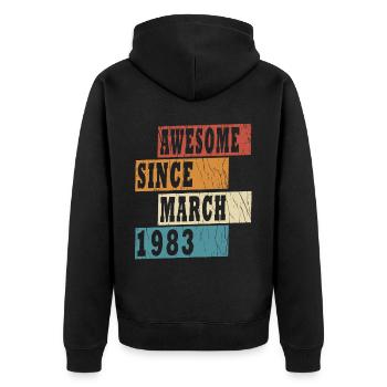 40e anniversaire Légendaire Mars 1983 Année 83 - Veste à capuche bio Premium Unisexe - noir - Dos - Nico (187cm)
