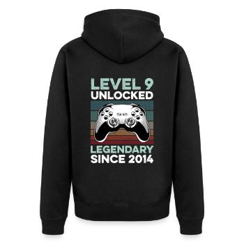 Niveau 9 ans 9e anniversaire année 2014 Jeunes joueurs - Veste à capuche bio Premium Unisexe - noir - Dos - Nico (187cm)