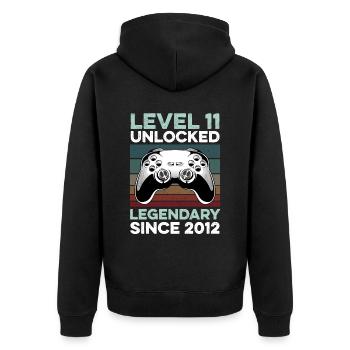 Niveau 11 ans Année d’anniversaire 2012 Gamer Boy - Veste à capuche bio Premium Unisexe - noir - Dos - Nico (187cm)