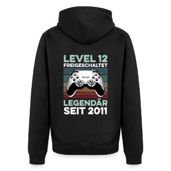 Level 12 Jahre 12. Geburtstag Jahr 2011 Gamer - Unisex Premium Bio Zip Hoodie - Schwarz - Hinten - Nico (187cm)