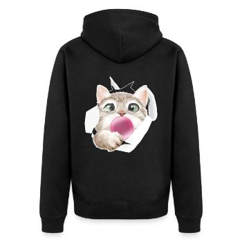 Chat Gomme à mâcher Mignon Félin - Veste à capuche bio Premium Unisexe - noir - Dos - Nico (187cm)
