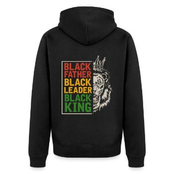 Black Father Men Afro Lion African - Unisex Premium Organic Zip Hoodie - black - Back - Nico (187cm)