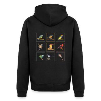Cute Birds Collection Birdwatching - Unisex Premium Organic Zip Hoodie - black - Back - Nico (187cm)