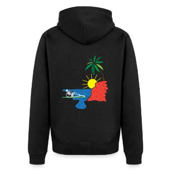 Skeleton Sea Sun Palm Holiday - Unisex Premium Organic Zip Hoodie - black - Back - Nico (187cm)