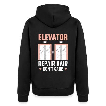 Elevator repair Hair doesn't matter Elevator operator A - Unisex Premium Organic Zip Hoodie - black - Back - Nico (187cm)