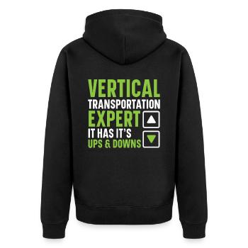 Ascenseurs d’opérateurs experts en transport vertical - Veste à capuche bio Premium Unisexe - noir - Dos - Nico (187cm)