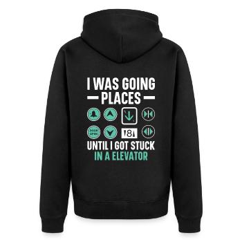 I was on my way up until I was in elevators - Unisex Premium Organic Zip Hoodie - black - Back - Nico (187cm)