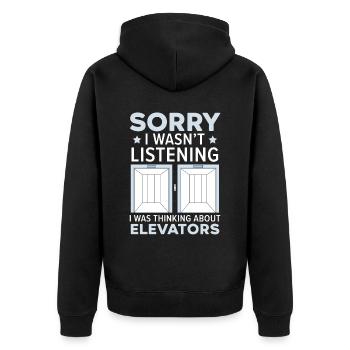 I didn't listen, I daunted elevators - Unisex Premium Organic Zip Hoodie - black - Back - Nico (187cm)