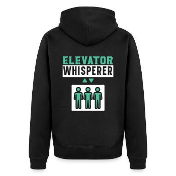 Aufzugflüsterer Installateur Bediener Aufzug - Unisex Premium Bio Zip Hoodie - Schwarz - Hinten - Nico (187cm)