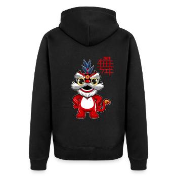Chinese year 2024 - Unisex Premium Organic Zip Hoodie - black - Back - Nico (187cm)