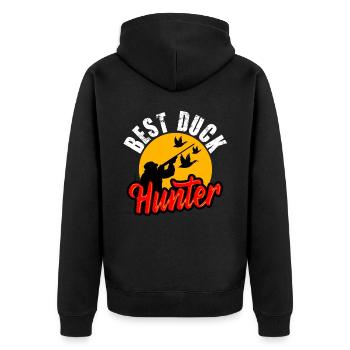 Best Duck Hunter - Unisex Premium Organic Zip Hoodie - black - Back - Nico (187cm)