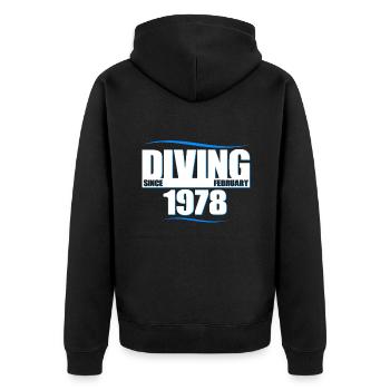 Diver Birthday - Diving since February 1978 - Unisex Premium Organic Zip Hoodie - black - Back - Nico (187cm)