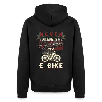 Ne sous-estimez jamais la pension de vélo électrique d’un vieil homme - Veste à capuche bio Premium Unisexe - noir - Dos - Nico (187cm)