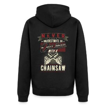 Ne sous-estimez jamais la tronçonneuse d’un vieil homme - Veste à capuche bio Premium Unisexe - noir - Dos - Nico (187cm)