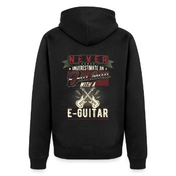 Unterschätze niemals einen alten Mann E-Gitarre - Unisex Premium Bio Zip Hoodie - Schwarz - Hinten - Nico (187cm)