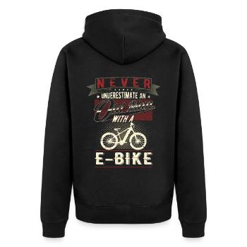 Ne sous-estimez jamais un vieil homme avec un vélo électrique - Veste à capuche bio Premium Unisexe - noir - Dos - Nico (187cm)