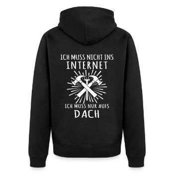 Zimmermann Zimmerer - Unisex Premium Bio Zip Hoodie - Schwarz - Hinten - Nico (187cm)