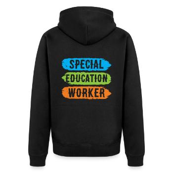 Special Education Workers Special Education Teachers - Unisex Premium Organic Zip Hoodie - black - Back - Nico (187cm)