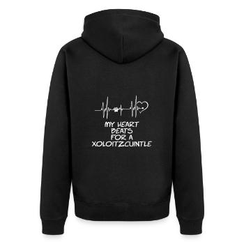 My heart beats for a Xoloitzcuintle - Unisex Premium Organic Zip Hoodie - black - Back - Nico (187cm)