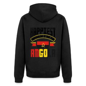 Angola Angola Drapeau angolais le plus heureux quand je suis en place - Veste à capuche bio Premium Unisexe - noir - Dos - Nico (187cm)