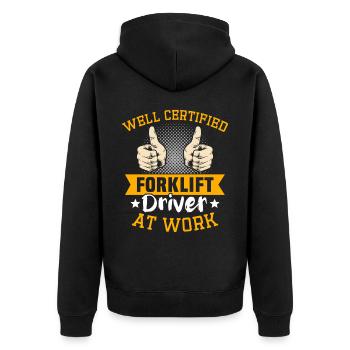 Forklift Driver Forklift Warehouse Forklift - Unisex Premium Organic Zip Hoodie - black - Back - Nico (187cm)
