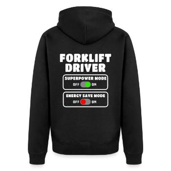 Forklift Driver Forklift Warehouse Forklift - Unisex Premium Organic Zip Hoodie - black - Back - Nico (187cm)
