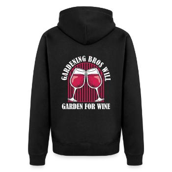 Hobby Gardener Garden Wine Gardening Brother - Unisex Premium Organic Zip Hoodie - black - Back - Nico (187cm)