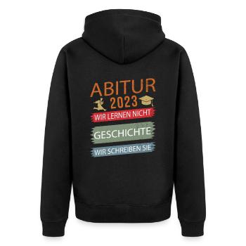 Abi 2023 Abitur bestanden Geschichte retro Abitur - Unisex Premium Bio Zip Hoodie - Schwarz - Hinten - Nico (187cm)