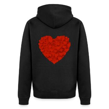 Sweet wedding proposal, red love heart, - Unisex Premium Organic Zip Hoodie - black - Back - Nico (187cm)