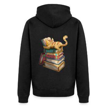 Chats Livres Rat de bibliothèque Livre Chats Rat de bibliothèque - Veste à capuche bio Premium Unisexe - noir - Dos - Nico (187cm)