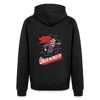 Nietzsche Übermensch Philosophy - Unisex Premium Organic Zip Hoodie - black - Back - Nico (187cm)