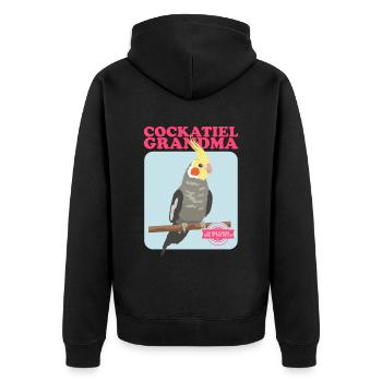 Grand-mère Cockatiel | Cadeau du propriétaire d’oiseau - Veste à capuche bio Premium Unisexe - noir - Dos - Nico (187cm)