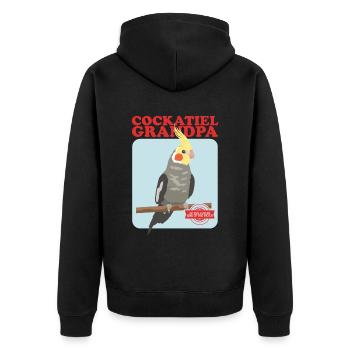 Grand-père Cockatiel | Cadeau du propriétaire d’oiseau - Veste à capuche bio Premium Unisexe - noir - Dos - Nico (187cm)