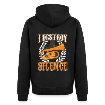 I Destroy Silence - Euphonium - Unisex Premium Organic Zip Hoodie - black - Back - Nico (187cm)