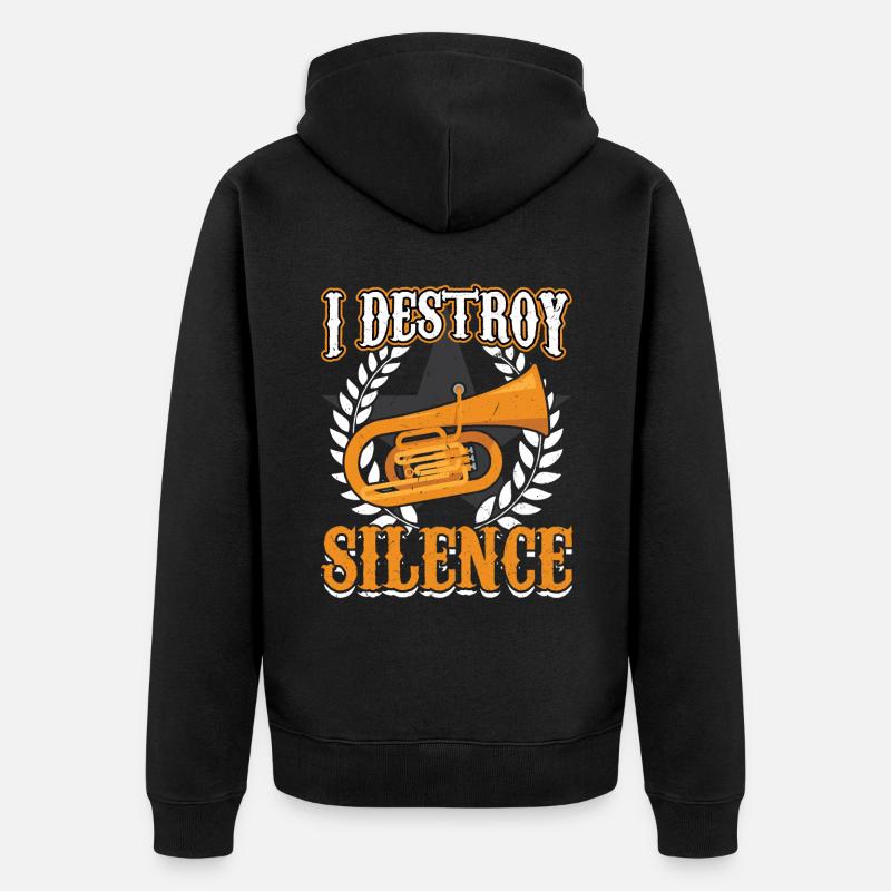 I Destroy Silence - Euphonium - Unisex Premium Bio Zip Hoodie - Schwarz
